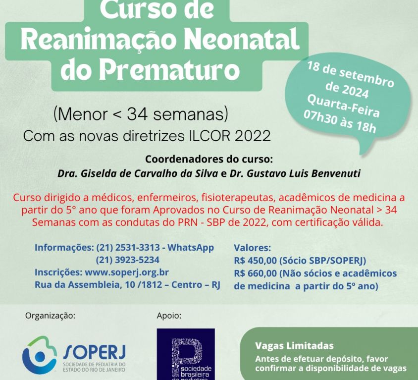 Curso de Reanimação Neonatal do Prematuro ( Menor< 34 semanas)